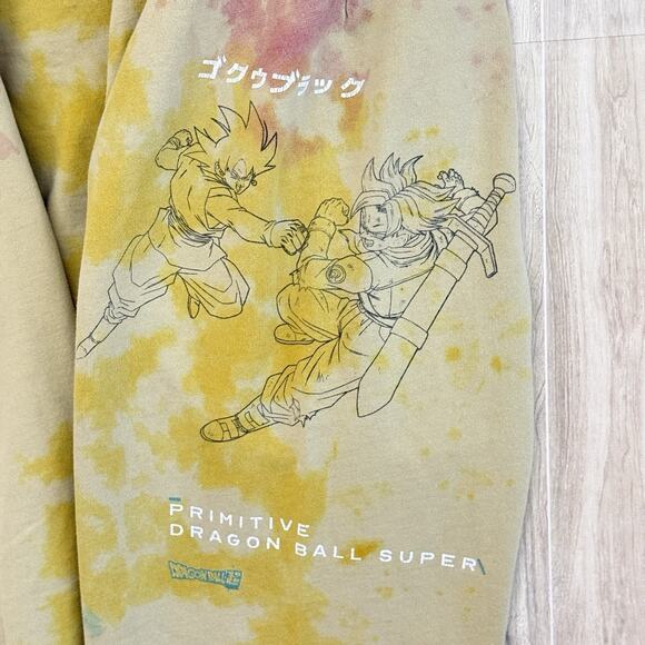 Primitive x Dragon Ball Super Goku Pants Men’s Small Crop Yellow Washed Fleece - Picture 16 of 16